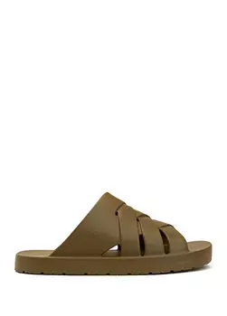 Мужские тапочки цвета хаки Bottega Veneta