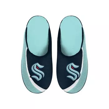 Мужские тапочки FOCO Seattle Kraken с цветным краем и большим логотипом