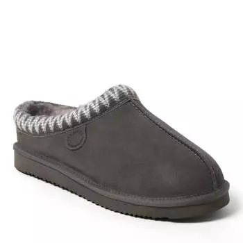 Мужские тапочки-сабо Fireside by Dearfoams Grafton из натуральной овчины с тесьмой, серый