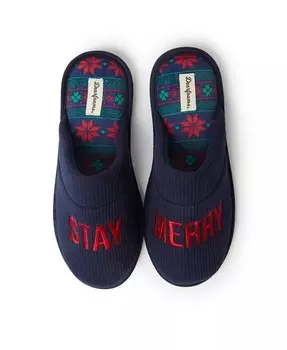 Мужские тапочки Tyler Novelty Holiday Christmas Scuff Dearfoams, синий