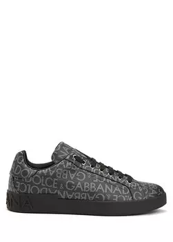 Мужские темно-серые жаккардовые кроссовки portofino с логотипом Dolce&Gabbana