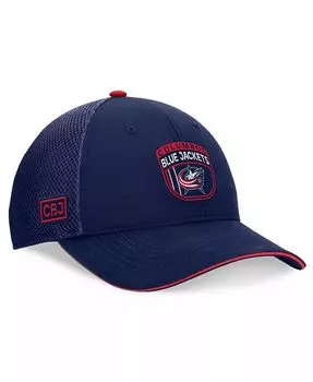 Мужские темно-синие куртки Columbus Blue Jackets 2024 NHL Draft On Stage Trucker Регулируемая кепка Fanatics, синий