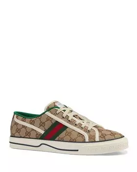 Мужские теннисные кроссовки 1977 GG Canvas на шнуровке Gucci, цвет Tan/Beige