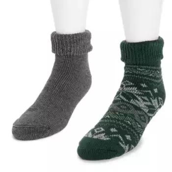 Мужские термоноски с манжетой, 2 пары Muk Luks, цвет gray green