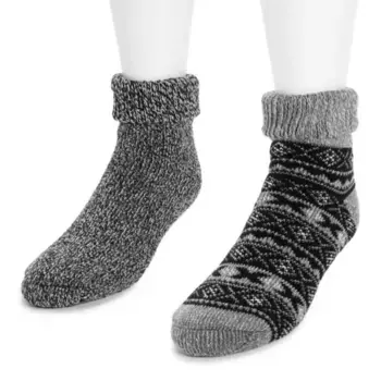 Мужские термоноски с манжетой, 2 пары Muk Luks, цвет gray black