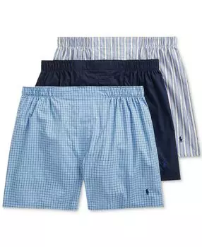 Мужские тканые боксеры из трех пар больших и высоких размеров Polo Ralph Lauren