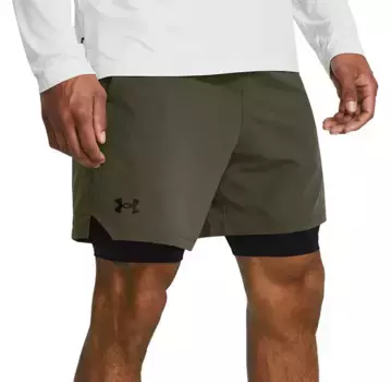 Мужские тканые шорты 2-в-1 Under Armour Vanish, цвет Marine OD Green /Blk/Blk