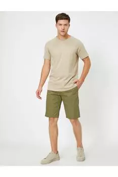Мужские тканые шорты цвета хаки Koton