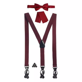 Мужские трансформируемые подтяжки, галстук-бабочка и носовой платок Gioberti, цвет Burgundy