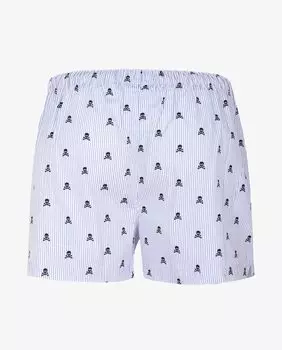 Мужские трикотажные боксеры в полоску с принтом черепа Scalpers, синий