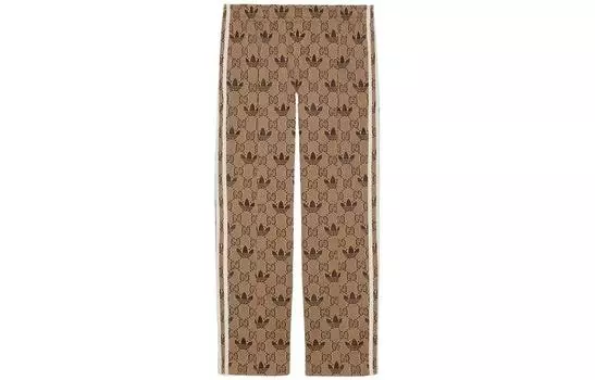 Штаны спортивные Gucci x Adidas мужские, коричневый
