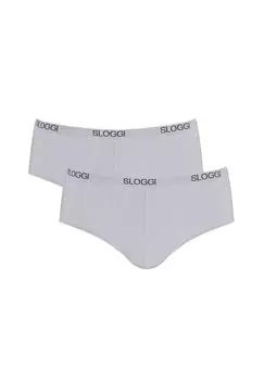 Мужские трусы, 2 шт. - базовые миди, нижнее белье, трусы, хлопок, логотип, однотонные sloggi, серый