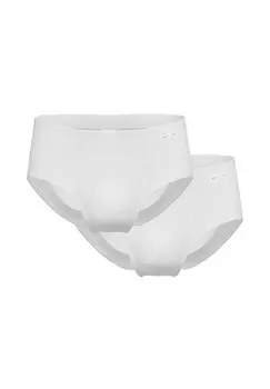 Мужские трусы, 2 шт - двойная упаковка, двойная резинка, ширинка, мягкий пояс, хлопок AMMANN, белый