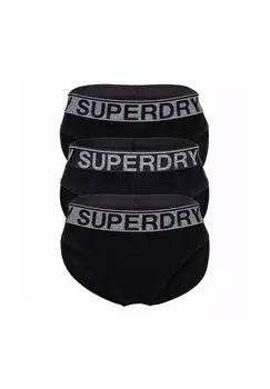 Мужские трусы, 3 шт. - BRIEF TRIPLE PACK, пояс с логотипом, хлопок стрейч Superdry., черный