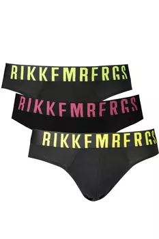 Мужские трусы Bikkembergs с флуоресцентным принтом 3 шт, черный
