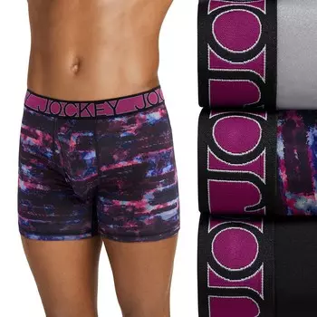 Мужские трусы-боксеры из микрофибры Jockey (3 пары) из активной микрофибры шириной 5 дюймов, цвет Dove Gray Multi