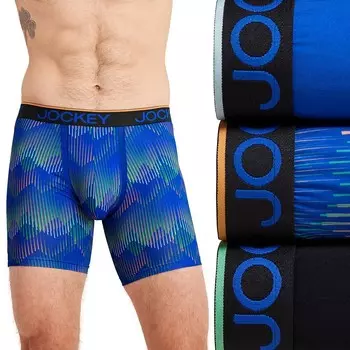 Мужские трусы-боксеры из микрофибры Jockey, 3 комплекта, устойчивые к истиранию, 5 дюймов, цвет Pinnacles Black