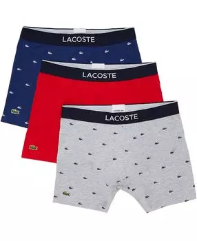 Мужские трусы-боксеры стрейч с крокодиловым принтом, 3 предмета Lacoste