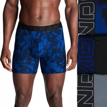 Мужские трусы-боксеры Under Armour из 3 комплектов Performance из хлопка стрейч Fashion 6, цвет Steel Castlerock