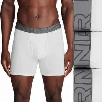 Мужские трусы-боксеры Under Armour из трех комплектов Performance из хлопка стрейч 6, белый