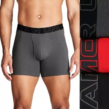 Мужские трусы-боксеры Under Armour из трех комплектов Performance из хлопка стрейч 6, цвет Castlerock