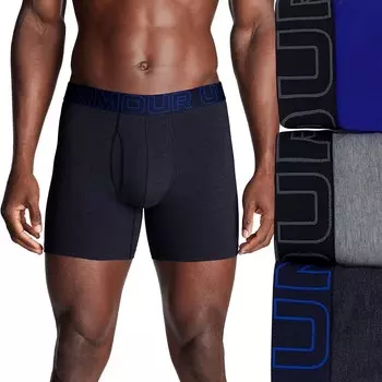 Мужские трусы-боксеры Under Armour из трех комплектов Performance из хлопка стрейч 6, цвет Midnight Navy