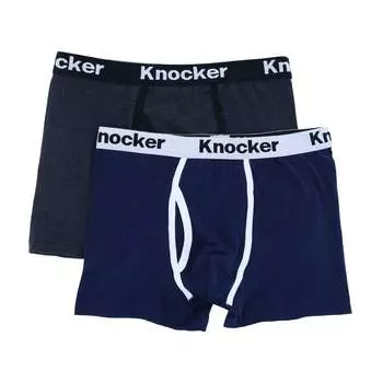 Мужские трусы-боксеры увеличенного размера с контрастной отделкой Knocker, цвет charcoal/navy
