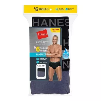 Мужские трусы Hanes 5+1 Bonus Pack ComfortБрифы Blend Fresh IQ, цвет Assorted