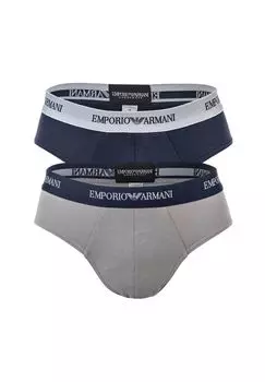 Мужские трусы, комплект из 2 шт. - трусы, нижнее белье, хлопок стрейч EMPORIO ARMANI, цвет Grau Marine