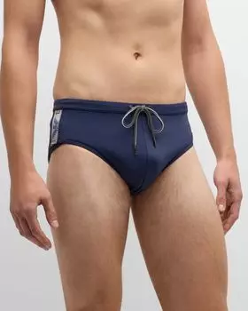 Мужские трусы на шнурке с логотипом Emporio Armani, цвет Solid Blue Navy
