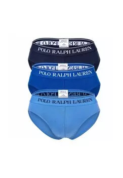 Мужские трусы Нижнее белье Трусы Нижнее белье с низкой посадкой Комплект из 3 шт. Три шт. Комплект из 3 шт. Комплект из 3 шт. Хлопок с логотипом RALPH LAUREN, цвет Blau Dunkelblau