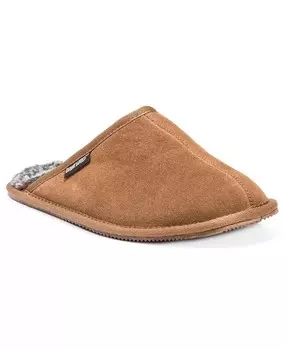 Мужские туфли Dave Printed Berber Suede Scuff, шоколадный, 11 MUK LUKS, коричневый/бежевый