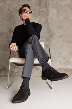 Мужские туфли из натуральной кожи 123145 1519S Черный Ziya Ayakkab