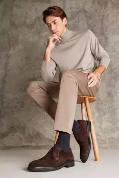 Мужские туфли из натуральной кожи 123145 1519S Коричневые Ziya Ayakkab