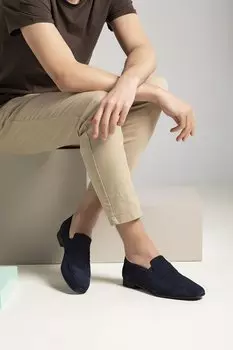 Мужские туфли из натуральной кожи 131745 3401 2 Темно-синий Ziya Ayakkab