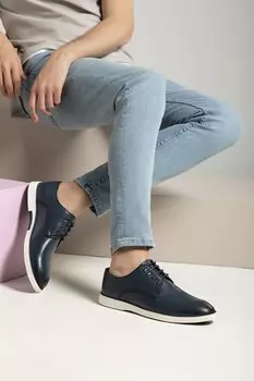 Мужские туфли из натуральной кожи 131745 560999 Темно-синий Ziya Ayakkab