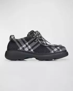 Мужские туфли из тканого материала в клетку Burberry, цвет Black Check