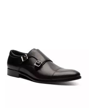 Мужские туфли Miles Dress Slip-On Cap Toe Double Monk Strap Shoes Blake McKay, черный