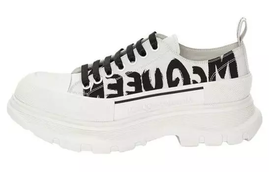 Ботинки Alexander McQueen Tread Slick Low Lace Up Leather Graffiti White Black White