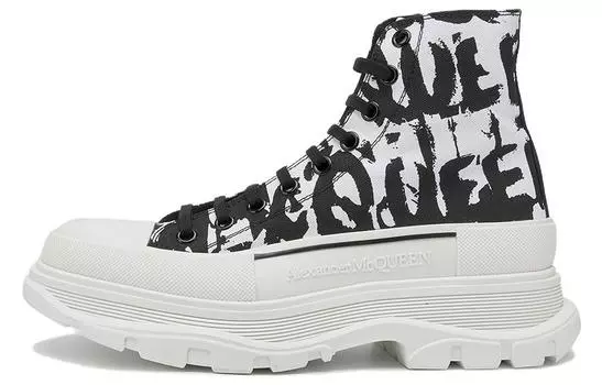 Ботинки Alexander McQueen Graffiti Tread Slick Boot White Black