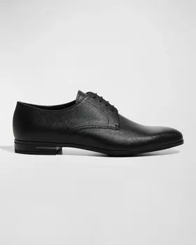 Мужские туфли на шнуровке из сафьяновой кожи Prada, цвет Black