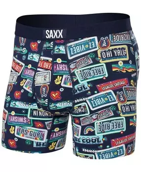 Мужские ультра-супермягкие боксеры свободного покроя с принтом, впитывающие влагу SAXX, синий