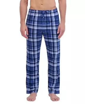 Мужские ультрамягкие пижамные брюки в клетку с начесом из флиса Hanes, синий