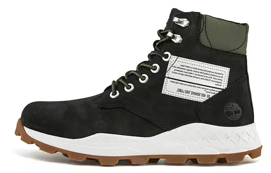 Ботинки Timberland 6 Inch Brooklyn Side Zip Wide Fit Boots 'Black Nubuck With Green Padded Collar'