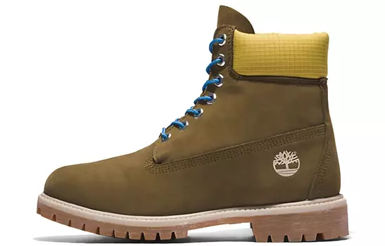 Ботинки Timberland Premium 6 Inch Boots 'Olive Green Nubuck With Yellow Collar'