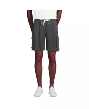 Мужские утепленные карго-шорты Serious Sweats из френч-терри Lands' End, серый