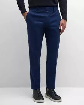 Мужские узкие эластичные брюки с плоской передней частью ZEGNA, цвет Medium Blue Solid