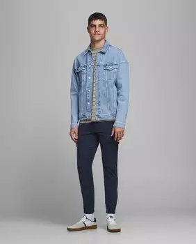 Мужские узкие брюки-карго из органического хлопка темно-синего цвета Jack & Jones, темно-синий