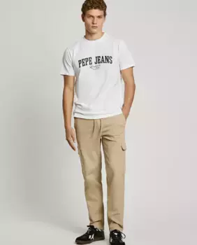 Мужские узкие брюки карго с регулируемой талией Pepe Jeans, бежевый