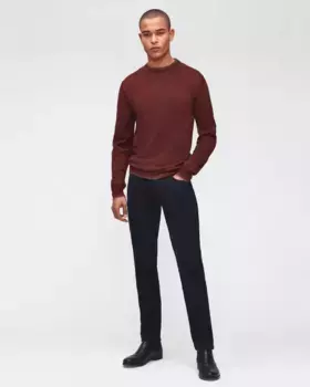 Мужские узкие джинсы средней посадки темно-синего цвета 7 For all mankind, тёмно-синий